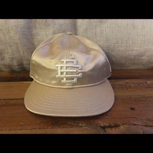 Eric Emanuel Satin Fitted Hat. Beige